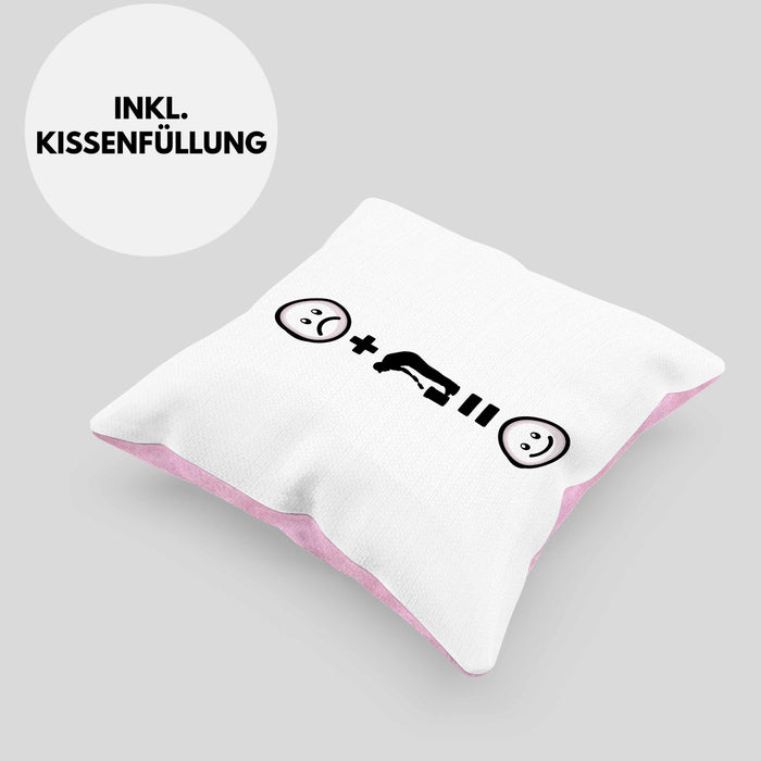 Maler Kissen mit Füllung 40x40 Geschenk für Malermeister Geburtstag Lustige Geschenkidee :( + Malen = :) (Grau) Rosa Trendation
