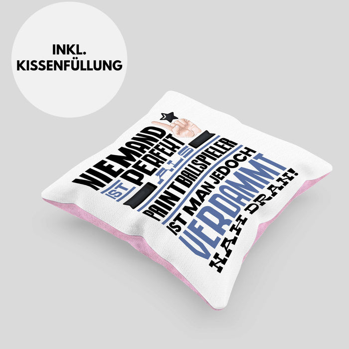 Paintballspieler Geschenk Kissen mit Füllung 40x40 Lustige Geschenkidee für Paintballspieler Geburtstag Niemand Ist Perfekt Aber Als Paintballspieler Ist Man Nah Dran (Grau) Rosa Trendation