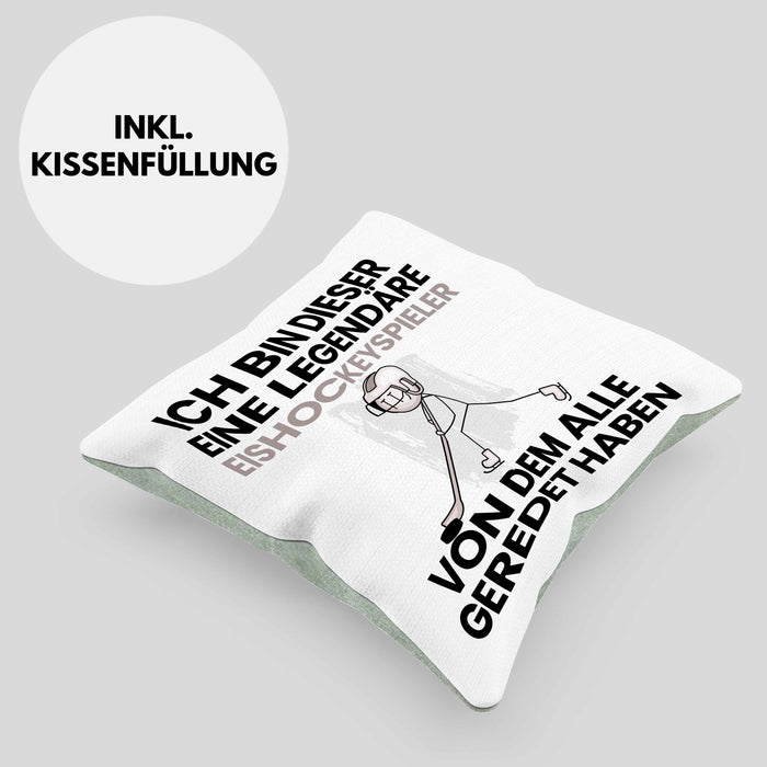 Eishockeyspieler Geschenk Kissen mit Füllung 40x40 Lustige Geschenkidee Geburtstag für Eishockeyspieler Ich Bin Dieser Legendäre Eishockeyspieler Von Dem Alle Geredet Haben (Grau) Grün Trendation