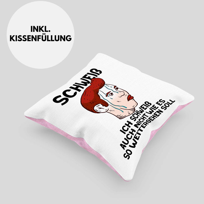 Dank Meme Kissen mit Füllung 40x40 Schweiß Wortspiel Ich Schweiß Auch Nicht Wie Das Weitergehen Soll Geschenkidee Depressionen (Grau) Rosa Trendation