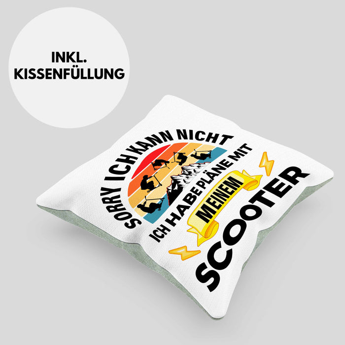 Scooter Roller Fahrer Geschenk Kissen mit Füllung 40x40 Scooterfahrer Geschenkidee Scooting Geschenkidee Jungs Profi Scooterfahrer Pro Grafik Stunts (Grau) Grün Trendation