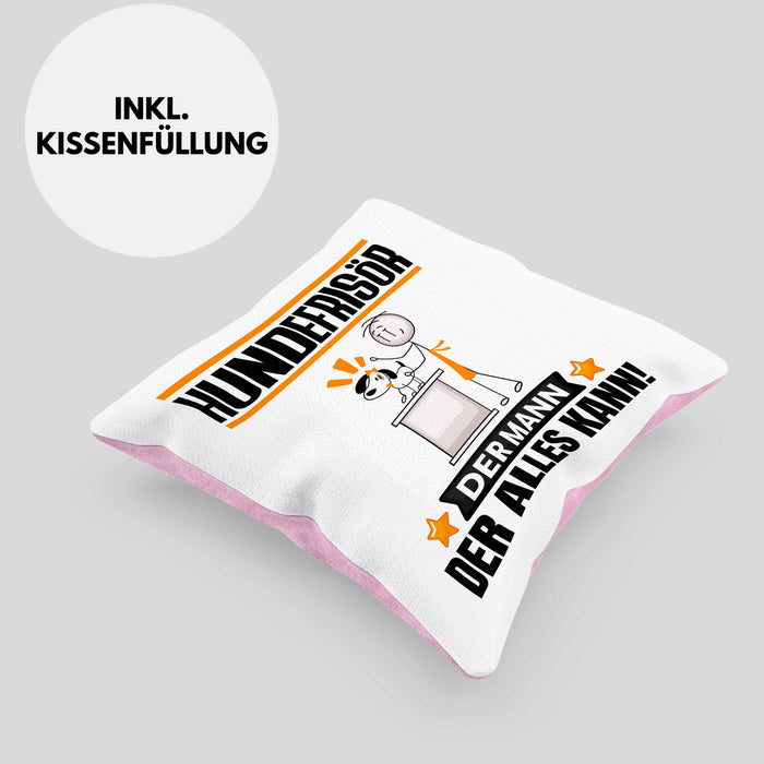 Hundefrisör Kissen mit Füllung 40x40 Geschenk für Hundefrisör Der Mann Der Alles Kann Geschenkidee zum Geburtstag (Grau) Rosa Trendation
