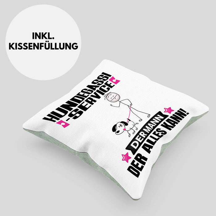 Hundegassi-Service Kissen mit Füllung 40x40 Geschenk für Hundegassi-Service Der Mann Der Alles Kann Geschenkidee zum Geburtstag (Grau) Grün Trendation