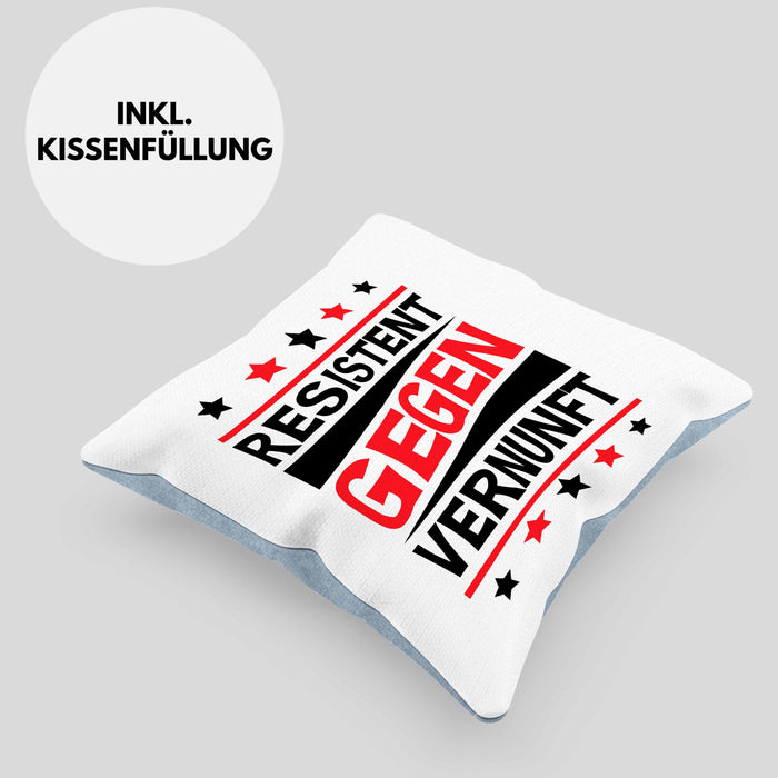 Resistent Gegen Vernunft Kissen mit Füllung 40x40 Geschenk Häferl (Grau) Blau Trendation