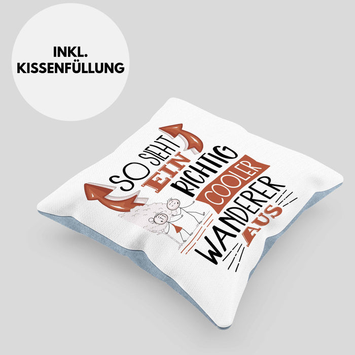 So Sieht Ein Richtig Cooler Wandern Aus Geschenk Kissen mit Füllung 40x40 Lustiger Spruch Geschenkidee (Grau) Blau Trendation