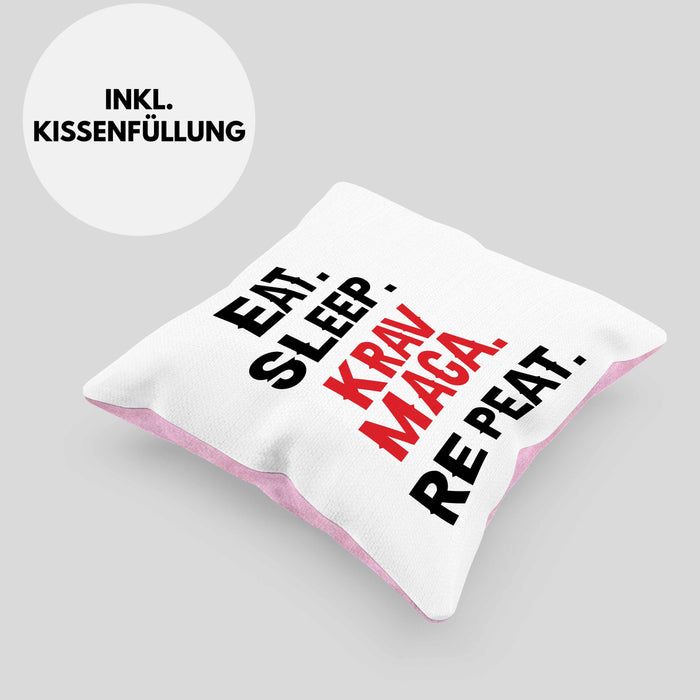Krav Maga Kissen mit Füllung 40x40 Geschenk Kampfsportler Geschenkidee Selbstverteidigung (Grau) Rosa Trendation