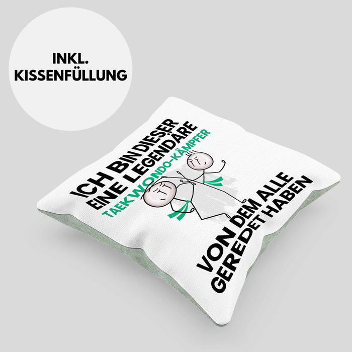 Taekwondo-Kämpfer Geschenk Kissen mit Füllung 40x40 Lustige Geschenkidee Geburtstag für Taekwondo-Kämpfer Ich Bin Dieser Legendäre Taekwondo-Kämpfer Von Dem Alle Geredet Haben (Grau) Grün Trendation