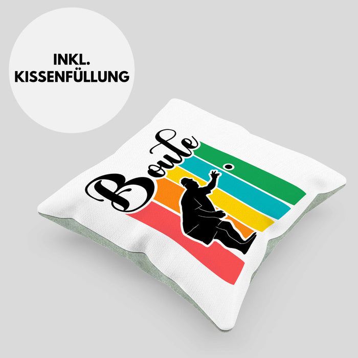 Boule Kissen mit Füllung 40x40 Geschenk Boule-Spieler Geschenkidee Spruch Vintage Boule Grafik (Grau) Grün Trendation