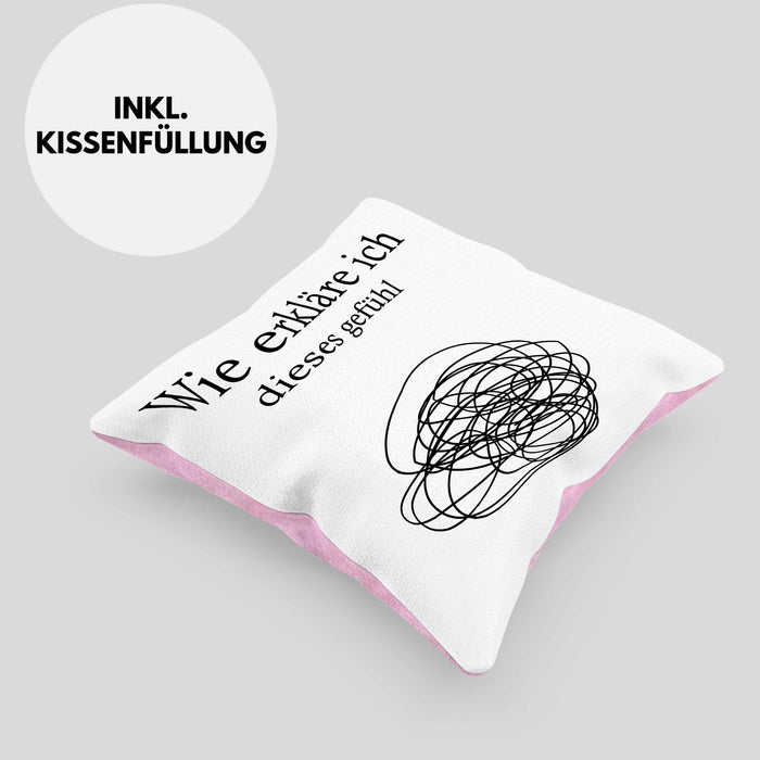 Psychologie Kissen mit Füllung 40x40 Geschenk Psycho Geschenkidee Wie Erkläre Ich Dieses Gefühl Spruch Psychologie-Student (Grau) Rosa Trendation