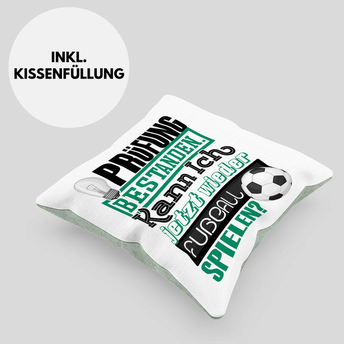 Bachelor Master Prüfung Bestanden Geschenk Kissen mit Füllung 40x40 Studium Prüfung Bestanden Kann Ich Jetzt Wieder Fußball Spielen Fußballer Geschenkidee (Grau) Grün Trendation