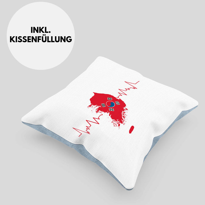 Seoul Kissen mit Füllung 40x40 Geschenk Südkorea South Korea Kpop Geschenkidee (Grau) Blau Trendation