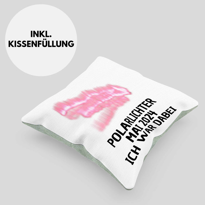 Polarlichter 2024 Kissen mit Füllung 40x40 Geschenk Ich War Dabei Polar-Lichter Polarlicht Heute Nochmal Polarlichter Kaffee-Kissen mit Füllung 40x40 (Grau) Grün Trendation