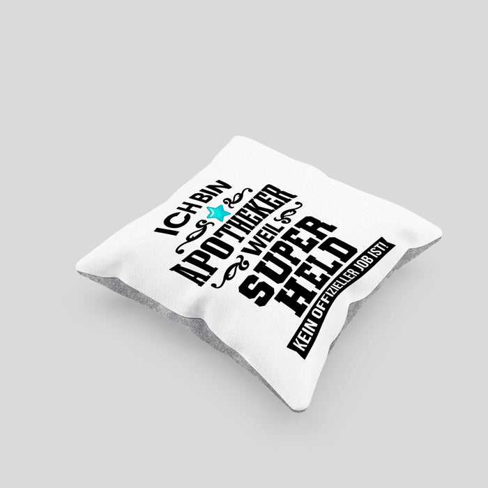 Apotheker Kissen mit Füllung 40x40 Geschenk Bester Apotheker Pharmazeut Arzneikundiger Spruch Lustig (Grau) Grau Trendation