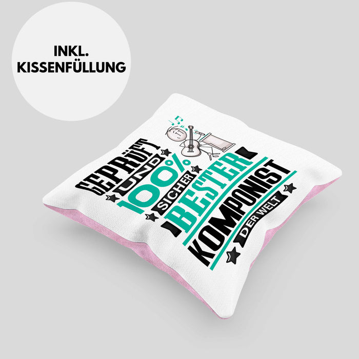 Komponist Geschenk Lustiger Spruch für Komponist Geschenkidee Bester Komponist Der WeltKissen mit Füllung 40x40 (Grau) Rosa Trendation