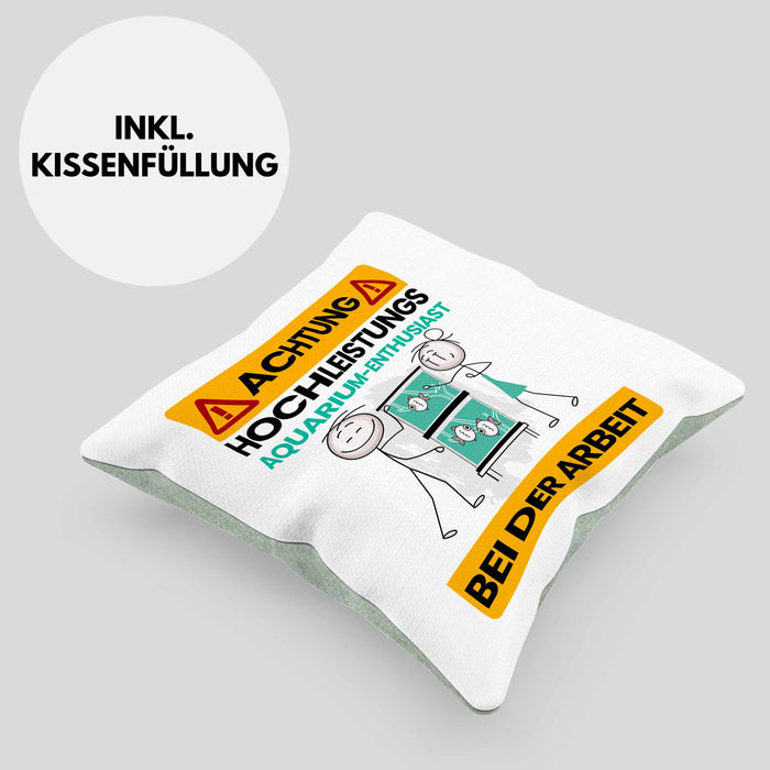 Aquarium-Enthusiast Kissen mit Füllung 40x40 Geschenk Lustiger Spruch Geschenkidee für Aquarium-Enthusiast Achtung Hochleistungs Aquarium-Enthusiast Bei Der Arbeit (Grau) Grün Trendation