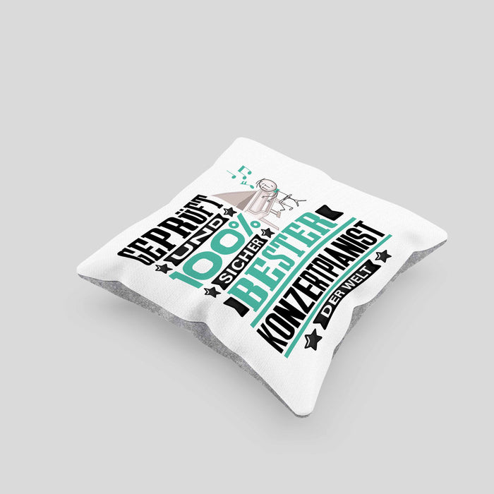 Konzertpianist Geschenk Lustiger Spruch für Konzertpianist Geschenkidee Bester Konzertpianist Der WeltKissen mit Füllung 40x40 (Grau) Grau Trendation