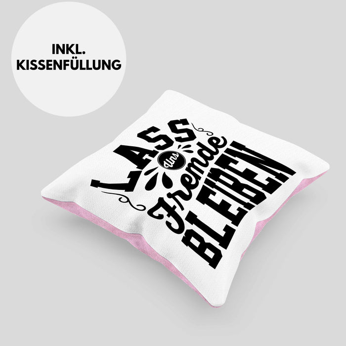 Schwarzer Humor Lass Uns Fremde Bleiben Kissen mit Füllung 40x40 Geschenk Kollegen Sarkasmus Ironie Geschenkidee für Männer Frauen (Grau) Rosa Trendation