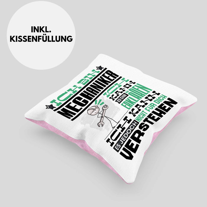 Mechaniker Geschenk Kissen mit Füllung 40x40 Geschenkidee für Mechaniker Geburtstag Lustiger Spruch Ich Bin Mechaniker Ich Kann Es Dir Erklären Aber Nicht Für Dich Verstehen (Grau) Rosa Trendation