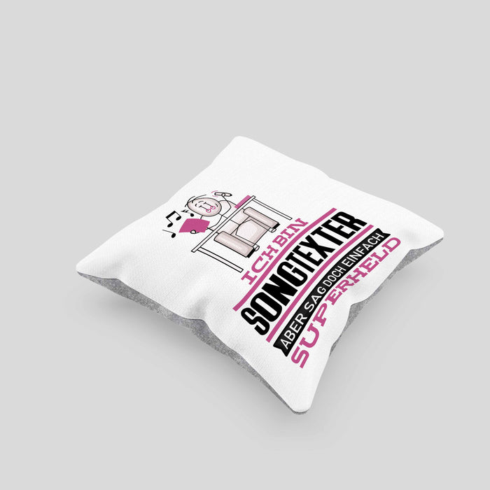 Songtexter Geschenk Kissen mit Füllung 40x40 Ich Bin Songtexter Aber Sag Doch Einfach Superheld Lustige Geschenkdiee für Songtexter (Grau) Grau Trendation
