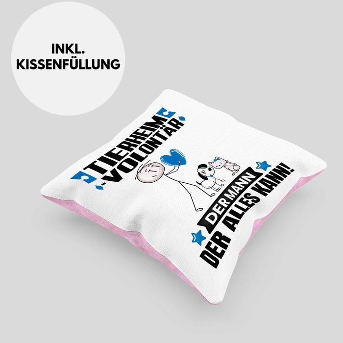 Tierheimvolontär Kissen mit Füllung 40x40 Geschenk für Tierheimvolontär Der Mann Der Alles Kann Geschenkidee zum Geburtstag (Grau) Rosa Trendation