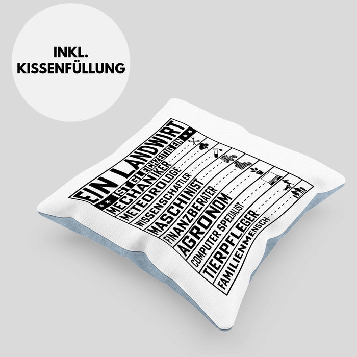 Landwirt Geschenk Kissen mit Füllung 40x40 Lustiger Spruch Geschenkidee Ein Landwirt Ist Gleichzeitig Ein (Grau) Blau Trendation