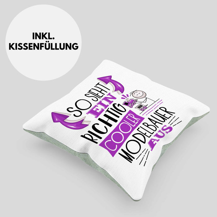 Modelbauer Kissen mit Füllung 40x40 So Sieht Ein Richtig Cooler Modelbauer Aus Geschenk Lustiger Spruch Geschenkidee (Grau) Grün Trendation