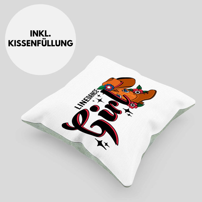 Line Dance Girl Kissen mit Füllung 40x40 Geschenk Spruch Linedance KafffeeKissen mit Füllung 40x40 Spruch (Grau) Grün Trendation