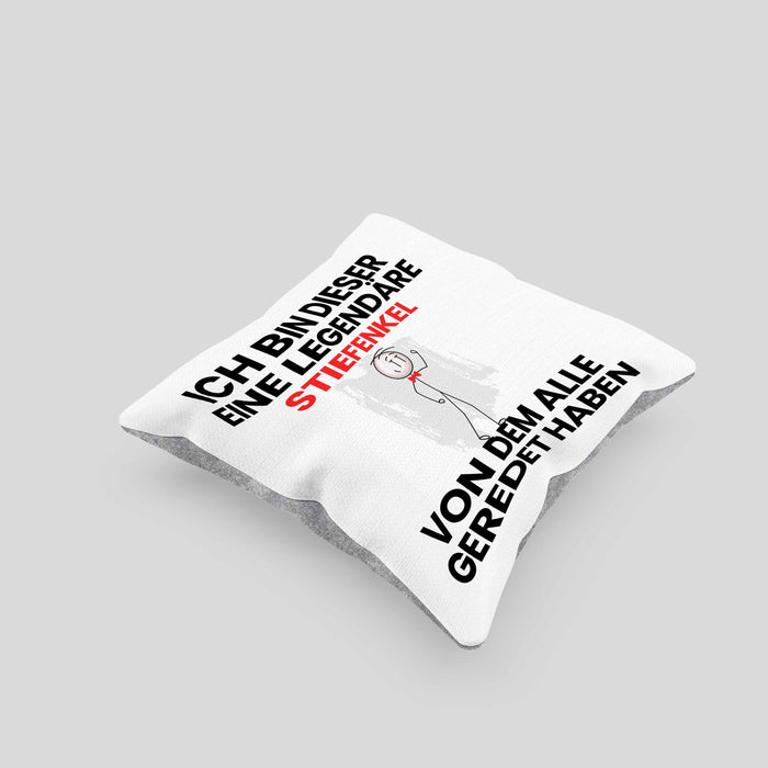 Stiefenkel Geschenk Kissen mit Füllung 40x40 Lustige Geschenkidee Geburtstag für Stiefenkel Ich Bin Dieser Legendäre Stiefenkel Von Dem Alle Geredet Haben (Grau) Grau Trendation