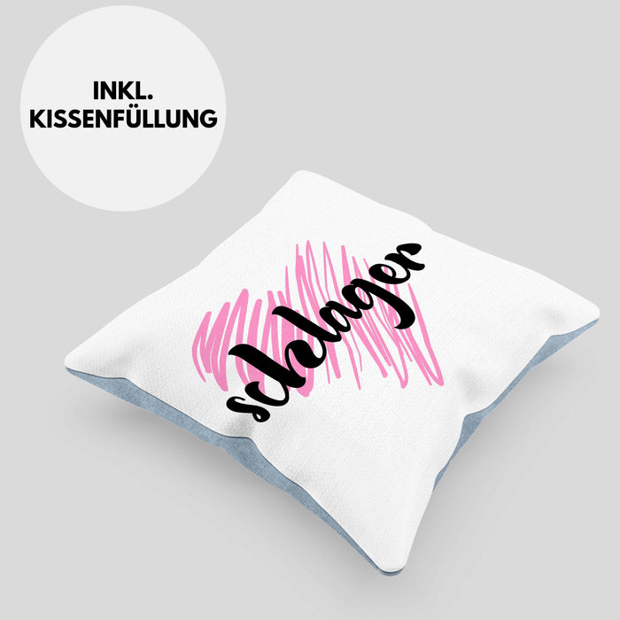 Kissen mit Füllung 40x40 Geschenk für Schlager Fans Kissen mit Füllung 40x40 Musikmotiv Spruch (Grau) Blau Trendation