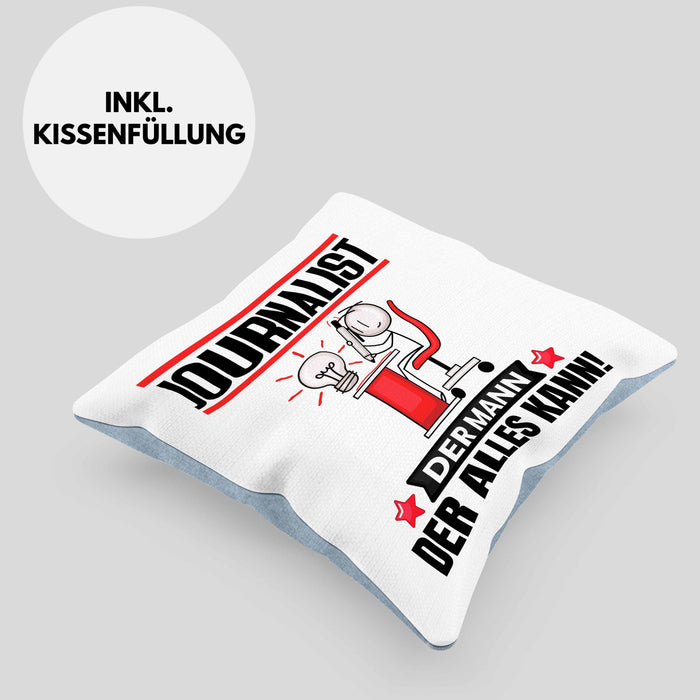 Journalist Kissen mit Füllung 40x40 Geschenk für Journalist Der Mann Der Alles Kann Geschenkidee zum Geburtstag (Grau) Blau Trendation