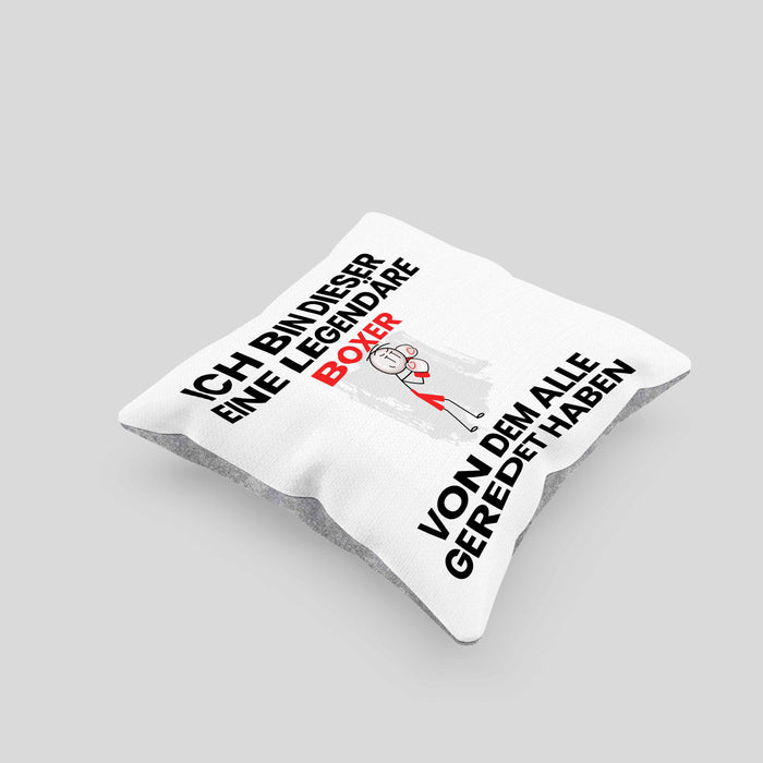 Boxer Geschenk Kissen mit Füllung 40x40 Lustige Geschenkidee Geburtstag für Boxer Ich Bin Dieser Legendäre Boxer Von Dem Alle Geredet Haben (Grau) Grau Trendation