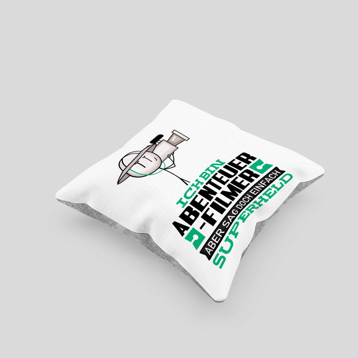 Abenteuerfilmer Geschenk Kissen mit Füllung 40x40 Ich Bin Abenteuerfilmer Aber Sag Doch Einfach Superheld Lustige Geschenkdiee für Abenteuerfilmer (Grau) Grau Trendation