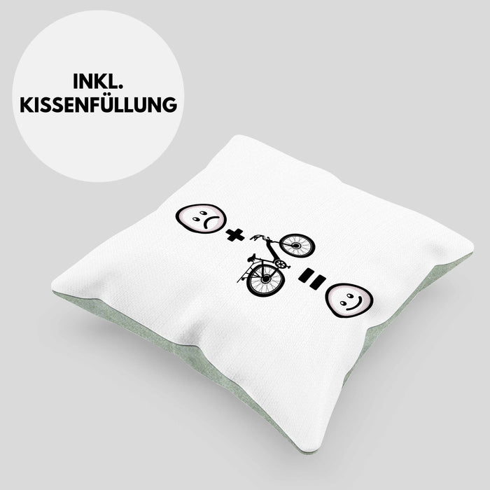E-bike Kissen mit Füllung 40x40 Geschenk für E-Bike fahrer Geburtstag Lustige Geschenkidee :( + E-Bike = :) (Grau) Grün Trendation