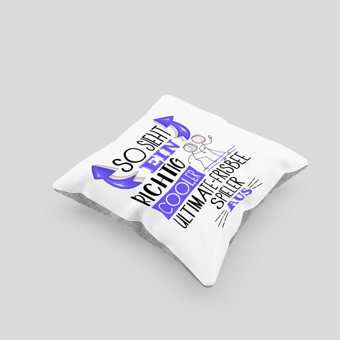 So Sieht Ein Richtig Cooler Ultimate-Frisbee-Spieler Aus Geschenk Kissen mit Füllung 40x40 Lustiger Spruch Geschenkidee (Grau) Grau Trendation