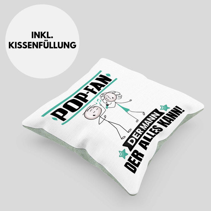 Pop-Fan Kissen mit Füllung 40x40 Geschenk für Pop-Fan Der Mann Der Alles Kann Geschenkidee zum Geburtstag (Grau) Grün Trendation