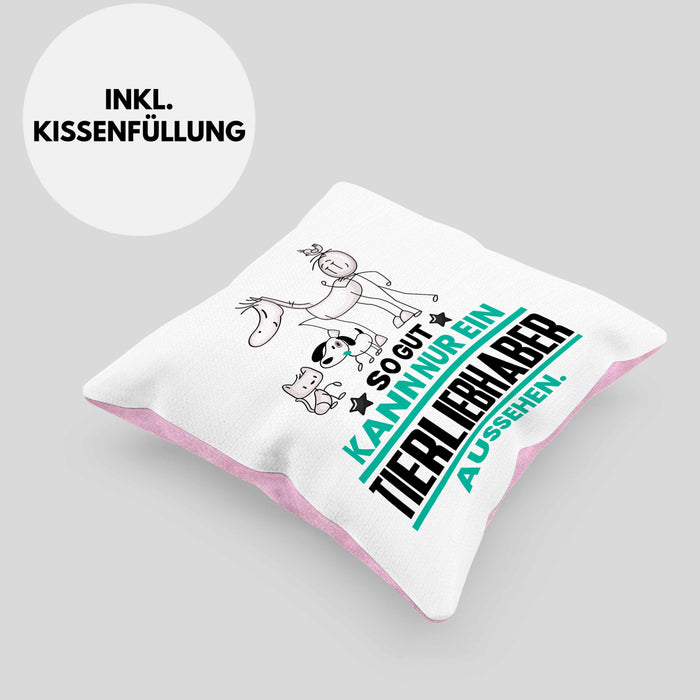 Tierwohlhaber Geschenk Kissen mit Füllung 40x40 So Gut Kann Nur Ein Tierwohlhaber Aussehen Geschenkidee (Grau) Rosa Trendation