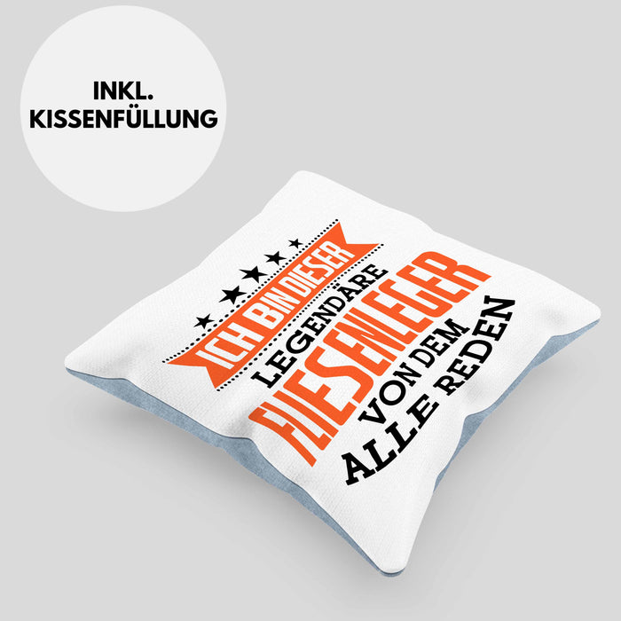 Fliesenleger Kissen mit Füllung 40x40 Geschenk Spruch Geschenkidee Legendäre Fliesenleger (Grau) Blau Trendation