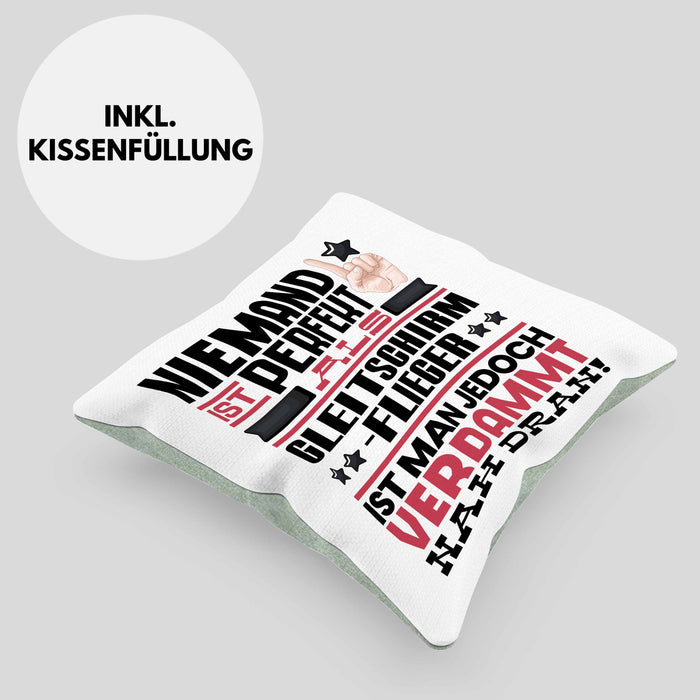 Gleitschirmflieger Geschenk Kissen mit Füllung 40x40 Lustige Geschenkidee für Gleitschirmflieger Geburtstag Niemand Ist Perfekt Aber Als Gleitschirmflieger Ist Man Nah Dran (Grau) Grün Trendation