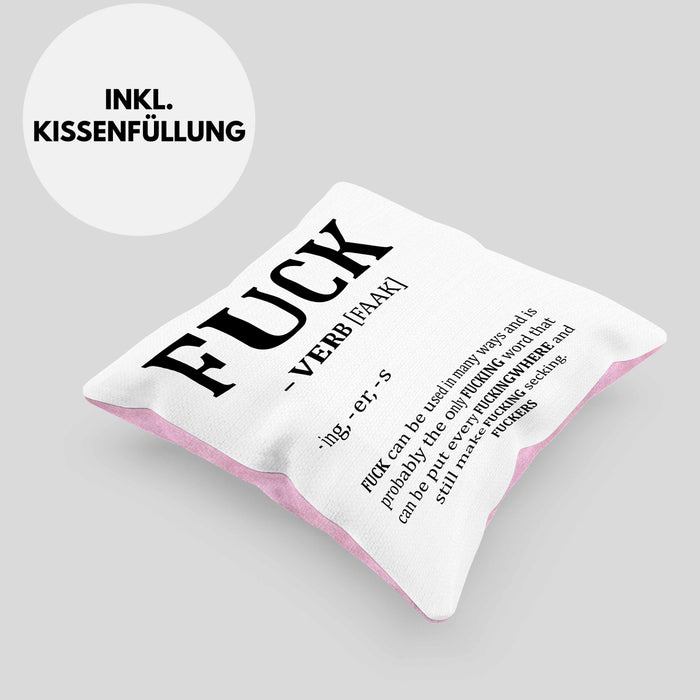 F*** Kissen mit Füllung 40x40 Geschenk Schimpfwort 18+ Geschenkidee Männer Frauen Arbeitskollege Geschenkidee (Grau) Rosa Trendation