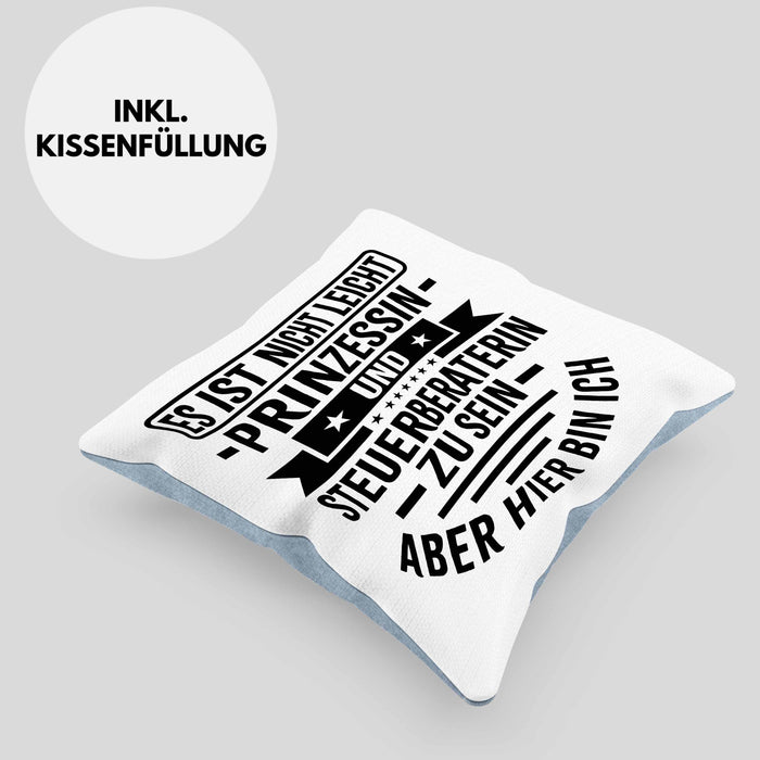 Steuerberaterin Geschenk Kissen mit Füllung 40x40 Geschenkidee Prinzessin (Grau) Blau Trendation