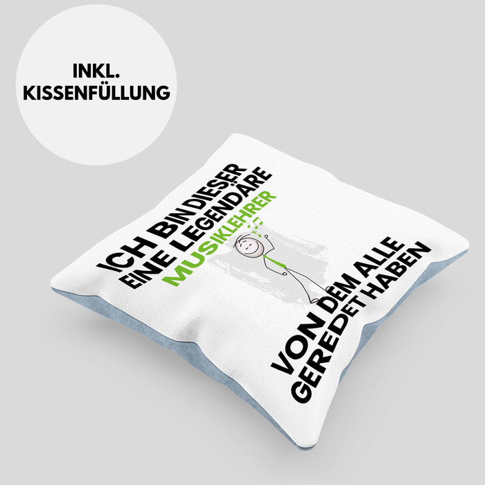 Musiklehrer Geschenk Kissen mit Füllung 40x40 Lustige Geschenkidee Geburtstag für Musiklehrer Ich Bin Dieser Legendäre Musiklehrer Von Dem Alle Geredet Haben (Grau) Blau Trendation