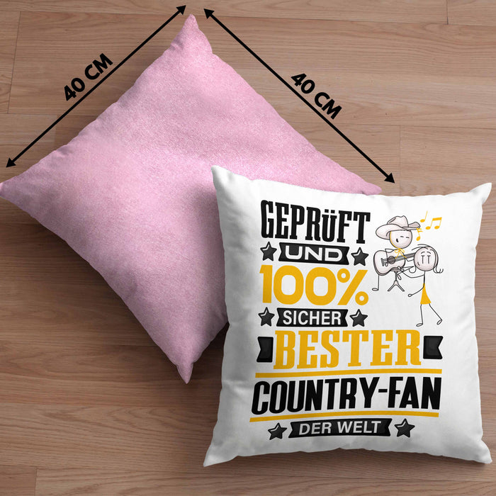 Country-Fan Geschenk Lustiger Spruch für Country-Fan Geschenkidee Bester Country-Fan Der WeltKissen mit Füllung 40x40 (Grau) Rosa Trendation