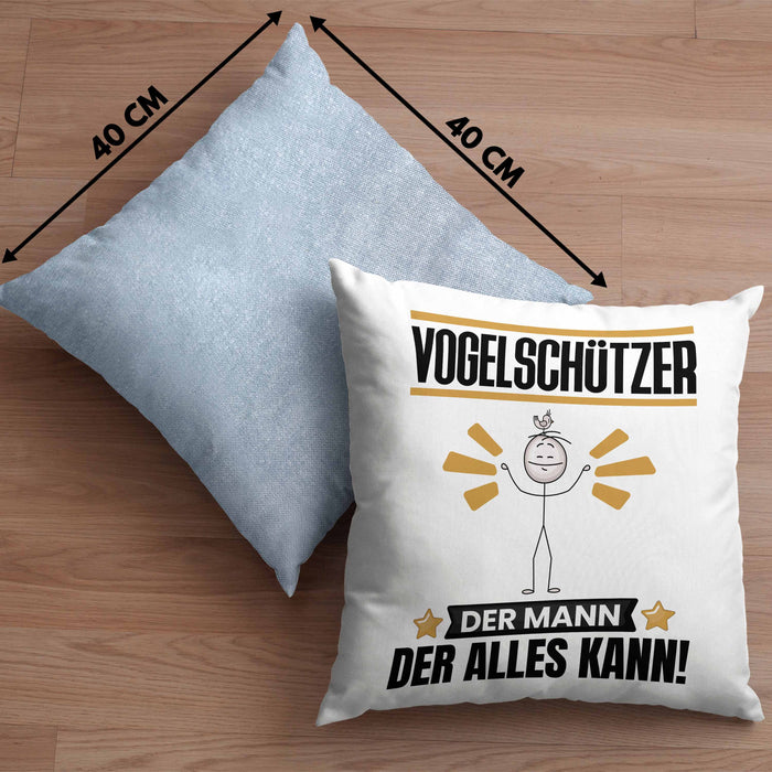 Vogelschützer Kissen mit Füllung 40x40 Geschenk für Vogelschützer Der Mann Der Alles Kann Geschenkidee zum Geburtstag (Grau) Blau Trendation