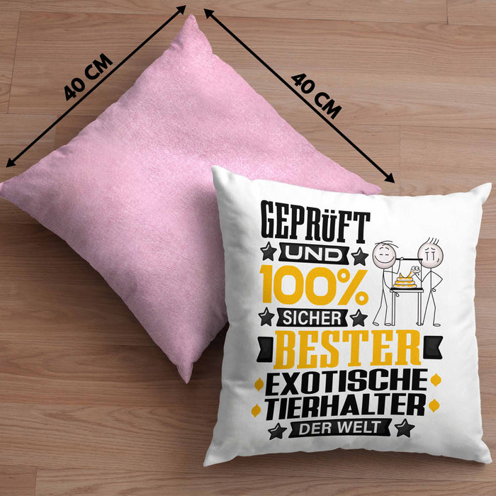 ExotischeTierhalter Geschenk Lustiger Spruch für ExotischeTierhalter Geschenkidee Bester ExotischeTierhalter Der WeltKissen mit Füllung 40x40 (Grau) Rosa Trendation