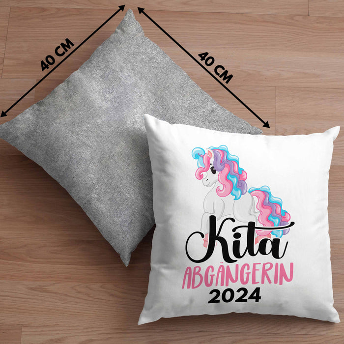 Kita Abgängerin 2024 Einschulung Mädchen Geschenk Kissen mit Füllung 40x40 Schulstart 1. Schultag Schuleinführung Schulanfang Geschenkidee Schulkind (Grau) Grau Trendation