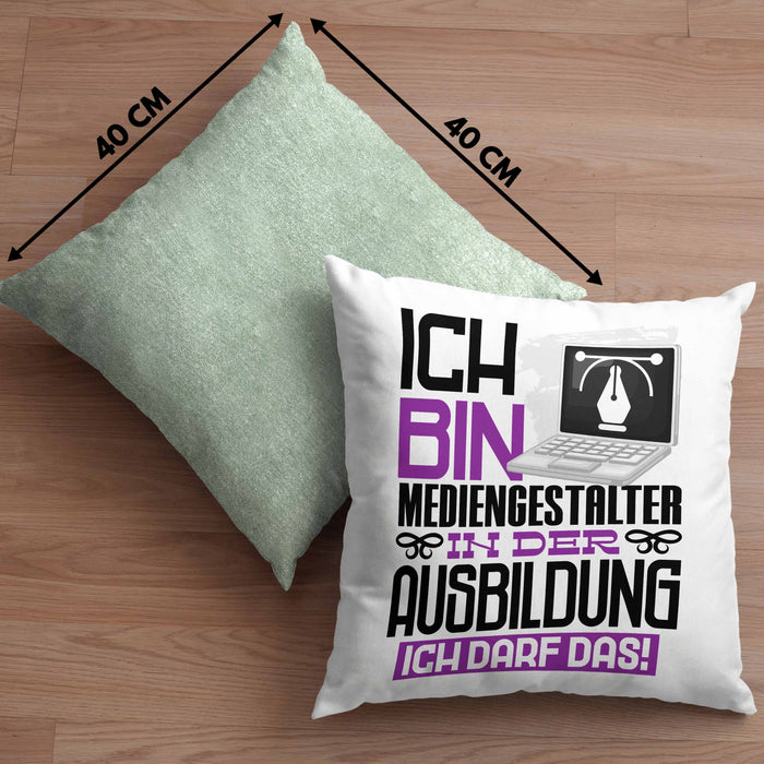 Mediengestalter Ausbildung Kissen mit Füllung 40x40 Geschenk Ich Bin Mediengestalter In Der Ausbildung Ich Darf Das Geschenkidee Spruch (Grau) Grün Trendation
