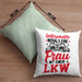 LKW Fahrerin Kissen mit Füllung 40x40 Geschenk Frauen Lastkraftwagen Fahrerin Geschenkidee für Frauen Unterschätze Niemals Eine Frau Mit Einem LKW (Grau) Grün Trendation