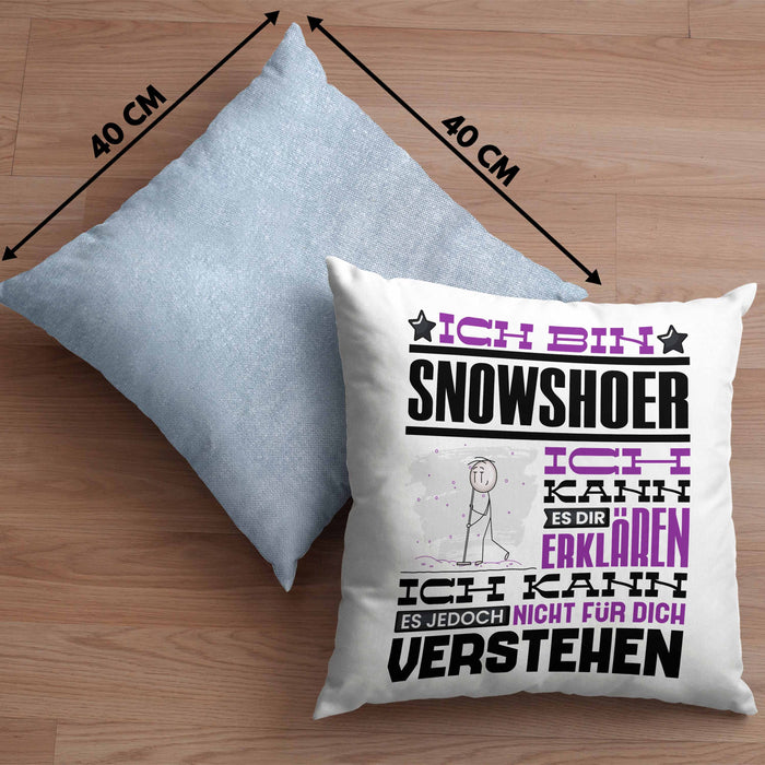 Snowshoer Geschenk Kaffee-Kissen mit Füllung 40x40 Geschenkidee für Snowshoer Ich Bin Snowshoer Ich Kann Es Dir Erklären Jedoch Nicht Für Dich Verstehen Spruch Lustig (Grau) Blau Trendation