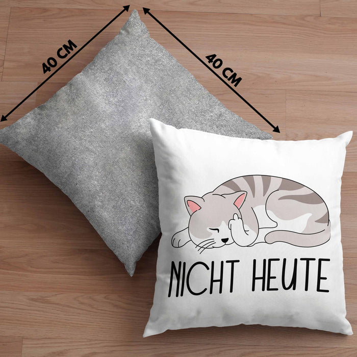 Katze Mittelfinger Kissen mit Füllung 40x40 Geschenk Muffel Nicht Heute Kollegin Frauen (Grau) Grau Trendation