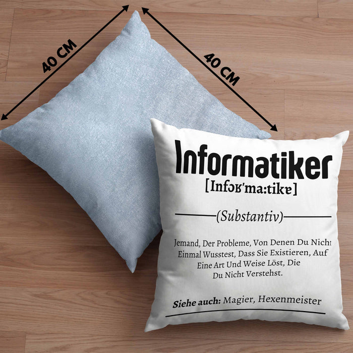 Informatiker Geschenk Kissen mit Füllung 40x40 Geschenkidee für Informatiker IT-Experte Softwareentickler (Grau) Blau Trendation